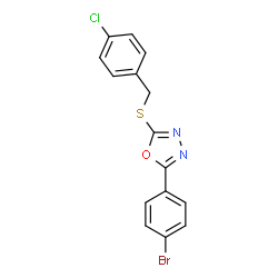 ChemSpider 2D Image | 2-(4-Bromophenyl)-5-[(4-chlorobenzyl)sulfanyl]-1,3,4-oxadiazole | C15H10BrClN2OS