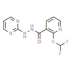 ChemSpider 2D Image | 2-[(Difluoromethyl)sulfanyl]-N'-[(2E)-2(1H)-pyrimidinylidene]nicotinohydrazide | C11H9F2N5OS