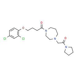 ChemSpider 2D Image | 4-(2,4-Dichlorophenoxy)-1-{4-[2-oxo-2-(1-pyrrolidinyl)ethyl]-1,4-diazepan-1-yl}-1-butanone | C21H29Cl2N3O3