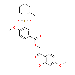 ChemSpider 2D Image | 2-(2,4-Dimethoxyphenyl)-2-oxoethyl 4-methoxy-3-[(2-methyl-1-piperidinyl)sulfonyl]benzoate | C24H29NO8S