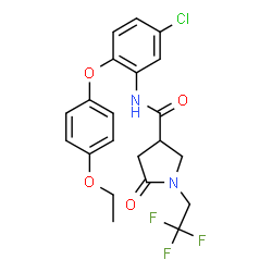 ChemSpider 2D Image | N-[5-Chloro-2-(4-ethoxyphenoxy)phenyl]-5-oxo-1-(2,2,2-trifluoroethyl)-3-pyrrolidinecarboxamide | C21H20ClF3N2O4
