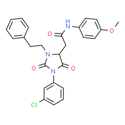 ChemSpider 2D Image | 2-(1-(3-chlorophenyl)-2,5-dioxo-3-phenethylimidazolidin-4-yl)-N-(4-methoxyphenyl)acetamide | C26H24ClN3O4