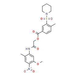 ChemSpider 2D Image | 2-[(5-Methoxy-2-methyl-4-nitrophenyl)amino]-2-oxoethyl 4-methyl-3-(1-piperidinylsulfonyl)benzoate | C23H27N3O8S