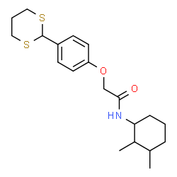 ChemSpider 2D Image | N-(2,3-Dimethylcyclohexyl)-2-[4-(1,3-dithian-2-yl)phenoxy]acetamide | C20H29NO2S2