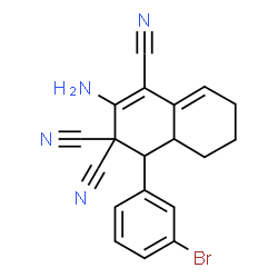 ChemSpider 2D Image | 2-Amino-4-(3-bromophenyl)-4a,5,6,7-tetrahydro-1,3,3(4H)-naphthalenetricarbonitrile | C19H15BrN4
