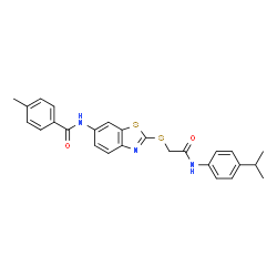 ChemSpider 2D Image | N-[2-({2-[(4-Isopropylphenyl)amino]-2-oxoethyl}sulfanyl)-1,3-benzothiazol-6-yl]-4-methylbenzamide | C26H25N3O2S2