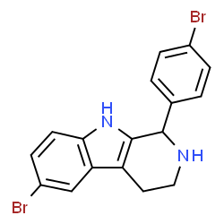 ChemSpider 2D Image | 6-Bromo-1-(4-bromophenyl)-2,3,4,9-tetrahydro-1H-beta-carboline | C17H14Br2N2