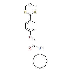 ChemSpider 2D Image | N-Cyclooctyl-2-[4-(1,3-dithian-2-yl)phenoxy]acetamide | C20H29NO2S2
