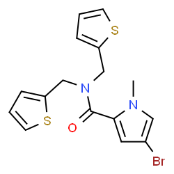ChemSpider 2D Image | 4-Bromo-1-methyl-N,N-bis(2-thienylmethyl)-1H-pyrrole-2-carboxamide | C16H15BrN2OS2