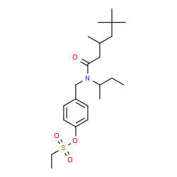 ChemSpider 2D Image | 4-{[sec-Butyl(3,5,5-trimethylhexanoyl)amino]methyl}phenyl ethanesulfonate | C22H37NO4S