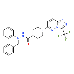 ChemSpider 2D Image | N'-Benzyl-N'-phenyl-1-[3-(trifluoromethyl)[1,2,4]triazolo[4,3-b]pyridazin-6-yl]-4-piperidinecarbohydrazide | C25H24F3N7O