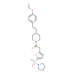ChemSpider 2D Image | 1-{4-[2-(4-Ethoxyphenyl)ethyl]-1-piperidinyl}-2-[5-(1-pyrrolidinylsulfonyl)-2-thienyl]ethanone | C25H34N2O4S2