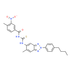ChemSpider 2D Image | N-{[2-(4-Butylphenyl)-6-methyl-2H-benzotriazol-5-yl]carbamothioyl}-4-methyl-3-nitrobenzamide | C26H26N6O3S