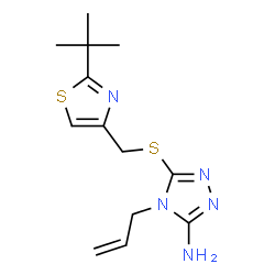 ChemSpider 2D Image | 4-Allyl-5-({[2-(2-methyl-2-propanyl)-1,3-thiazol-4-yl]methyl}sulfanyl)-4H-1,2,4-triazol-3-amine | C13H19N5S2