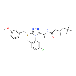 ChemSpider 2D Image | N-(1-{4-(5-Chloro-2-methylphenyl)-5-[(3-methoxybenzyl)sulfanyl]-4H-1,2,4-triazol-3-yl}ethyl)-3,5,5-trimethylhexanamide | C28H37ClN4O2S