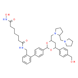 ChemSpider 2D Image | N-Hydroxy-N'-{[4'-(4-[4-(hydroxymethyl)phenyl]-6-{[2-(1-pyrrolidinylmethyl)-1-pyrrolidinyl]methyl}-1,3-dioxan-2-yl)-2-biphenylyl]methyl}heptanediamide | C41H54N4O6