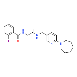 ChemSpider 2D Image | N-[2-({[6-(1-Azepanyl)-3-pyridinyl]methyl}amino)-2-oxoethyl]-2-iodobenzamide | C21H25IN4O2