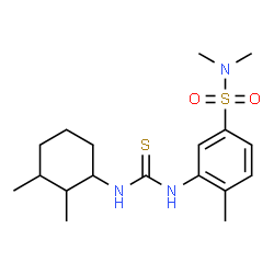 ChemSpider 2D Image | 3-{[(2,3-Dimethylcyclohexyl)carbamothioyl]amino}-N,N,4-trimethylbenzenesulfonamide | C18H29N3O2S2