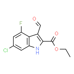 ChemSpider 2D Image | Ethyl 6-chloro-4-fluoro-3-formyl-1H-indole-2-carboxylate | C12H9ClFNO3