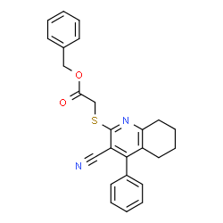 ChemSpider 2D Image | Benzyl [(3-cyano-4-phenyl-5,6,7,8-tetrahydro-2-quinolinyl)sulfanyl]acetate | C25H22N2O2S