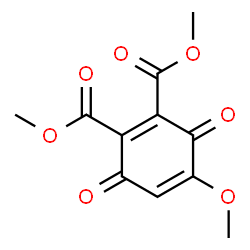 ChemSpider 2D Image | Dimethyl 4-methoxy-3,6-dioxo-1,4-cyclohexadiene-1,2-dicarboxylate | C11H10O7