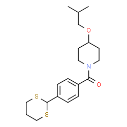 ChemSpider 2D Image | [4-(1,3-Dithian-2-yl)phenyl](4-isobutoxy-1-piperidinyl)methanone | C20H29NO2S2