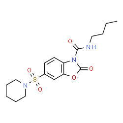 ChemSpider 2D Image | N-Butyl-2-oxo-6-(1-piperidinylsulfonyl)-1,3-benzoxazole-3(2H)-carboxamide | C17H23N3O5S