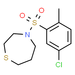 ChemSpider 2D Image | 4-[(5-Chloro-2-methylphenyl)sulfonyl]-1,4-thiazepane | C12H16ClNO2S2