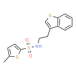ChemSpider 2D Image | N-[2-(1-Benzothiophen-3-yl)ethyl]-5-methyl-2-thiophenesulfonamide | C15H15NO2S3