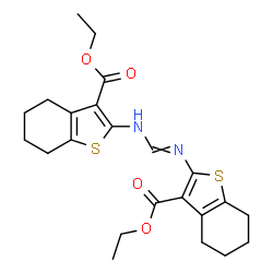 ChemSpider 2D Image | Ethyl 2-[({[3-(ethoxycarbonyl)-4,5,6,7-tetrahydro-1-benzothiophen-2-yl]amino}methylene)amino]-4,5,6,7-tetrahydro-1-benzothiophene-3-carboxylate | C23H28N2O4S2