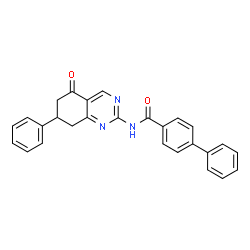 ChemSpider 2D Image | N-(5-Oxo-7-phenyl-5,6,7,8-tetrahydro-2-quinazolinyl)-4-biphenylcarboxamide | C27H21N3O2