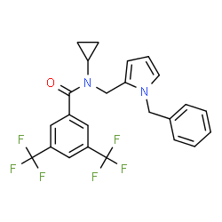 ChemSpider 2D Image | N-[(1-Benzyl-1H-pyrrol-2-yl)methyl]-N-cyclopropyl-3,5-bis(trifluoromethyl)benzamide | C24H20F6N2O