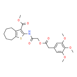 ChemSpider 2D Image | Methyl 2-({[2-(3,4,5-trimethoxyphenyl)acetoxy]acetyl}amino)-5,6,7,8-tetrahydro-4H-cyclohepta[b]thiophene-3-carboxylate | C24H29NO8S