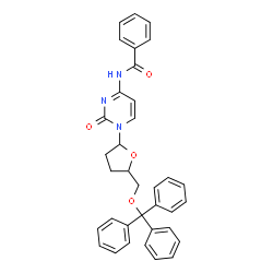ChemSpider 2D Image | N-(2-Oxo-1-{5-[(trityloxy)methyl]tetrahydro-2-furanyl}-1,2-dihydro-4-pyrimidinyl)benzamide | C35H31N3O4