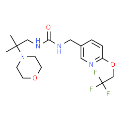 ChemSpider 2D Image | 1-[2-Methyl-2-(4-morpholinyl)propyl]-3-{[6-(2,2,2-trifluoroethoxy)-3-pyridinyl]methyl}urea | C17H25F3N4O3