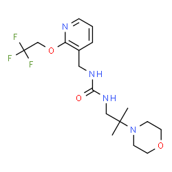 ChemSpider 2D Image | 1-[2-Methyl-2-(4-morpholinyl)propyl]-3-{[2-(2,2,2-trifluoroethoxy)-3-pyridinyl]methyl}urea | C17H25F3N4O3