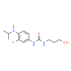 ChemSpider 2D Image | 1-{3-Fluoro-4-[isopropyl(methyl)amino]phenyl}-3-(3-hydroxypropyl)urea | C14H22FN3O2
