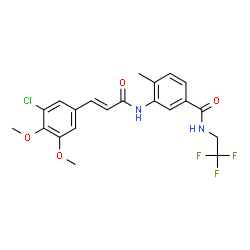 ChemSpider 2D Image | 3-{[(2E)-3-(3-Chloro-4,5-dimethoxyphenyl)-2-propenoyl]amino}-4-methyl-N-(2,2,2-trifluoroethyl)benzamide | C21H20ClF3N2O4