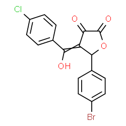 ChemSpider 2D Image | 5-(4-Bromophenyl)-4-[(4-chlorophenyl)(hydroxy)methylene]dihydro-2,3-furandione | C17H10BrClO4