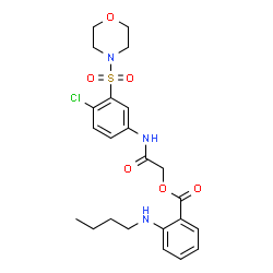 ChemSpider 2D Image | 2-{[4-Chloro-3-(4-morpholinylsulfonyl)phenyl]amino}-2-oxoethyl 2-(butylamino)benzoate | C23H28ClN3O6S