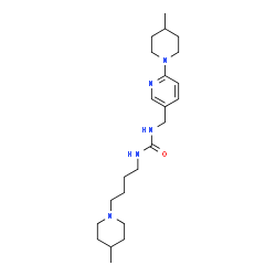 ChemSpider 2D Image | 1-[4-(4-Methyl-1-piperidinyl)butyl]-3-{[6-(4-methyl-1-piperidinyl)-3-pyridinyl]methyl}urea | C23H39N5O