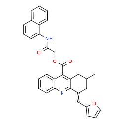 ChemSpider 2D Image | 2-(1-Naphthylamino)-2-oxoethyl 4-(2-furylmethylene)-2-methyl-1,2,3,4-tetrahydro-9-acridinecarboxylate | C32H26N2O4