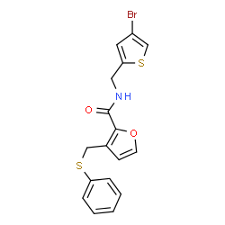 ChemSpider 2D Image | N-[(4-Bromo-2-thienyl)methyl]-3-[(phenylsulfanyl)methyl]-2-furamide | C17H14BrNO2S2