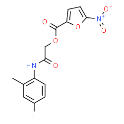 ChemSpider 2D Image | 2-[(4-Iodo-2-methylphenyl)amino]-2-oxoethyl 5-nitro-2-furoate | C14H11IN2O6