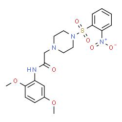 ChemSpider 2D Image | N-(2,5-Dimethoxyphenyl)-2-{4-[(2-nitrophenyl)sulfonyl]-1-piperazinyl}acetamide | C20H24N4O7S