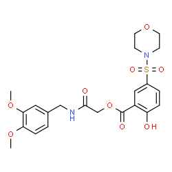 ChemSpider 2D Image | 2-[(3,4-Dimethoxybenzyl)amino]-2-oxoethyl 2-hydroxy-5-(4-morpholinylsulfonyl)benzoate | C22H26N2O9S