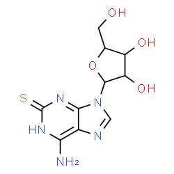 ChemSpider 2D Image | 6-Amino-9-pentofuranosyl-1,9-dihydro-2H-purine-2-thione | C10H13N5O4S