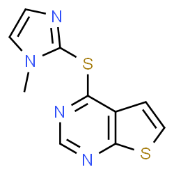 ChemSpider 2D Image | 4-[(1-Methyl-1H-imidazol-2-yl)sulfanyl]thieno[2,3-d]pyrimidine | C10H8N4S2