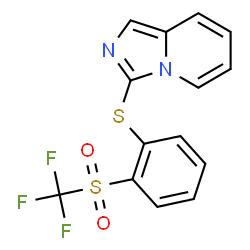 ChemSpider 2D Image | 3-({2-[(Trifluoromethyl)sulfonyl]phenyl}sulfanyl)imidazo[1,5-a]pyridine | C14H9F3N2O2S2