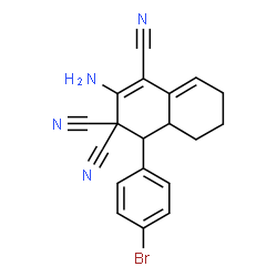 ChemSpider 2D Image | 2-Amino-4-(4-bromophenyl)-4a,5,6,7-tetrahydro-1,3,3(4H)-naphthalenetricarbonitrile | C19H15BrN4